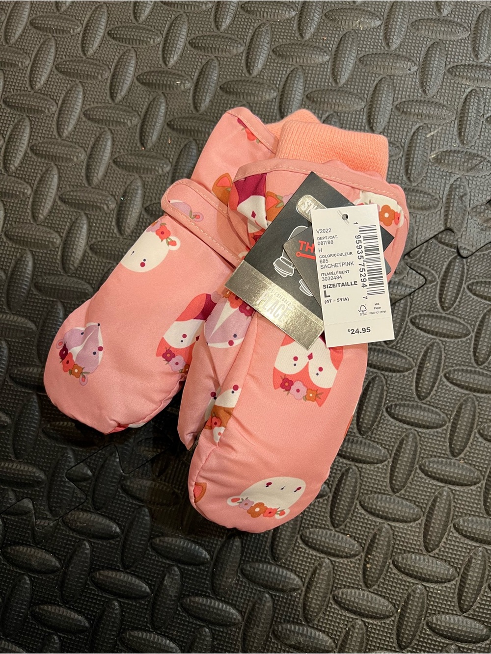 The Children's Place Pink Owl Print Kids Mittens